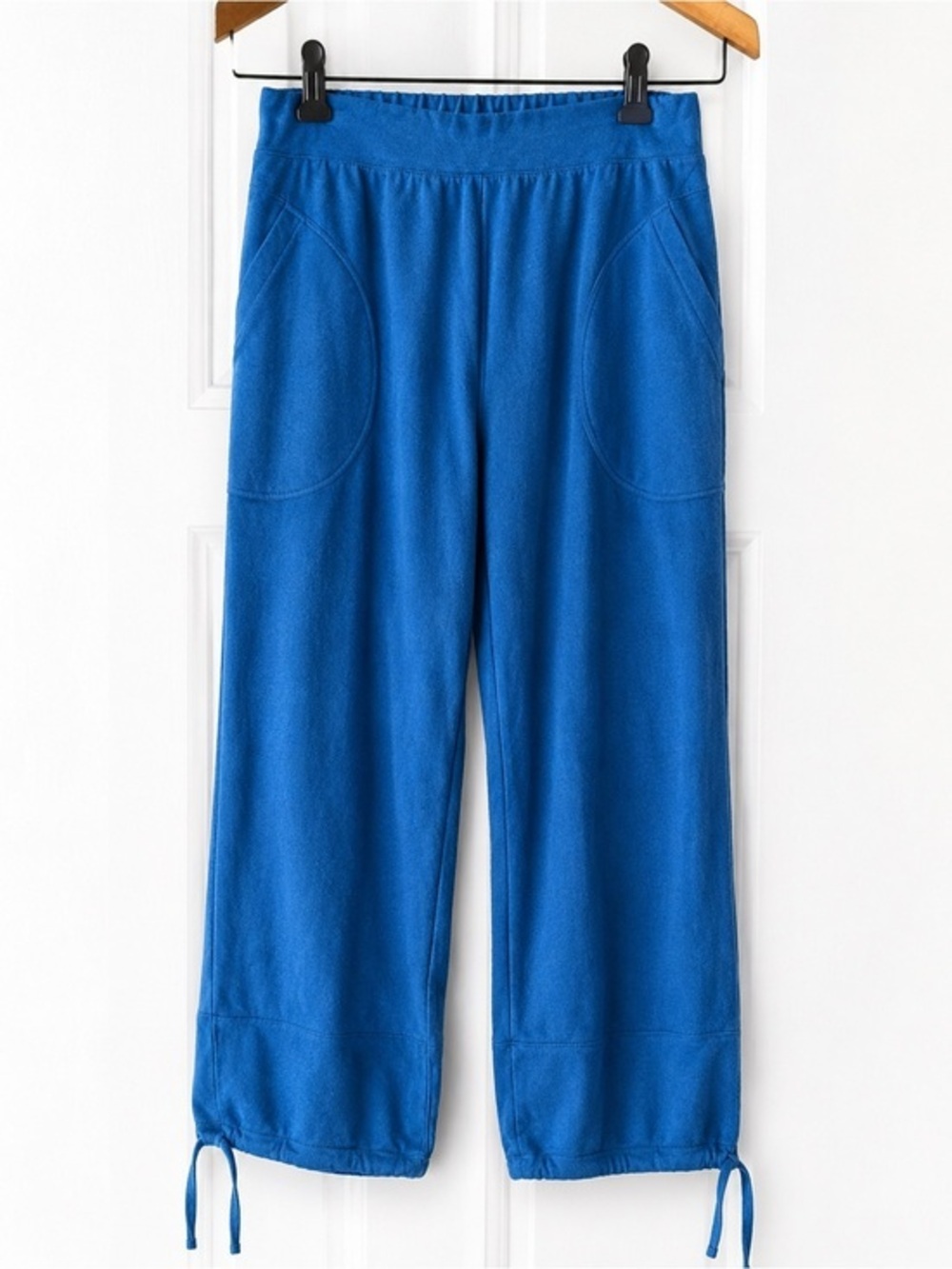 FP Beach Free People Blue Cinch Leg Joggers Curved Pockets FLAW NWOT XS #1802